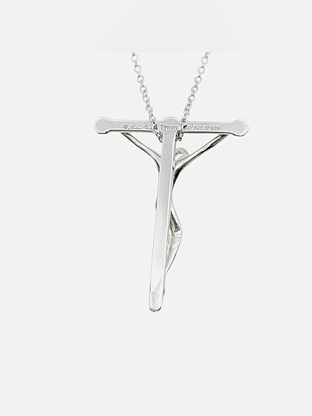 Tiffany & Co. Elsa Peretti 925 Silver Crucifix Pendant Necklace 27mm $900 Retail